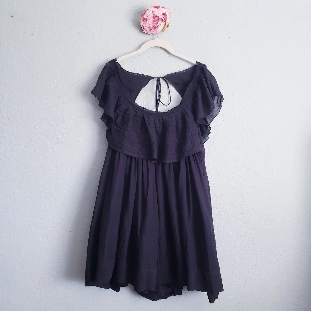 Free People Hailey Black Ruffle Babydoll Mini Dress